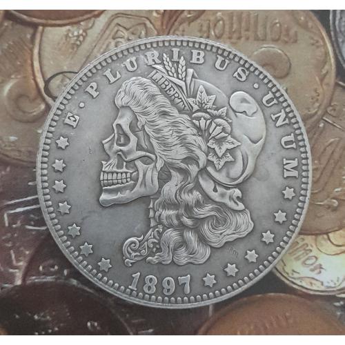 Доллар США 1897 г. "Череп" Hobo nickel