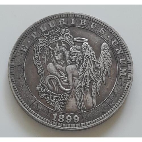 Доллар США 1899 г. "Ангел и черт" Hobo nickel