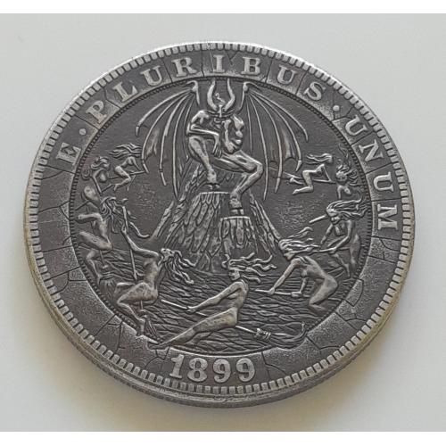 Доллар США 1899 г. "Бал ведьм" Hobo nickel.