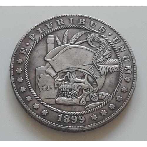 Доллар США 1899 г. "Череп и ром" Hobo nickel