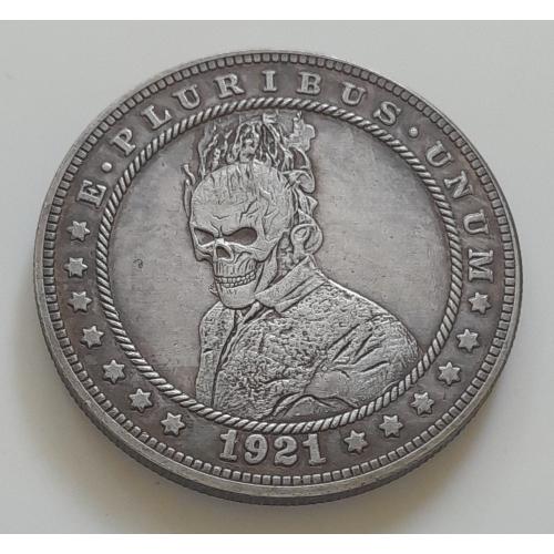 Доллар США 1921 г. "Горящий череп". Hobo nickel.