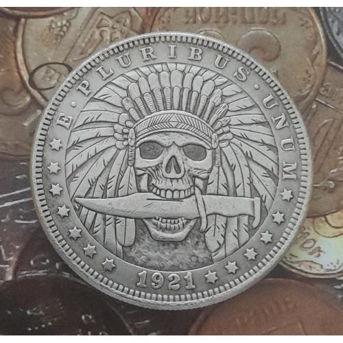 Доллар США 1921 г. "Индеец с кинжалом". Hobo nickel.