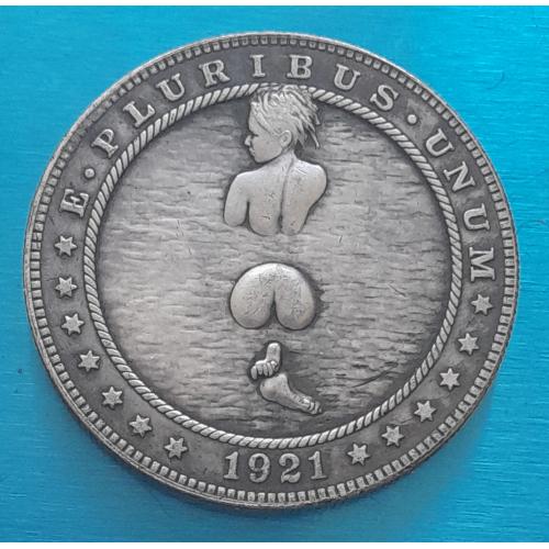 Доллар США 1921 г. "Закат". Hobo nickel.