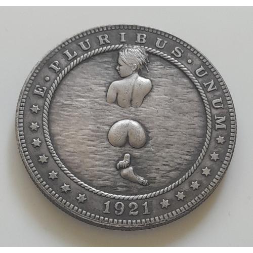 Доллар США 1921 г. "Закат". Hobo nickel.