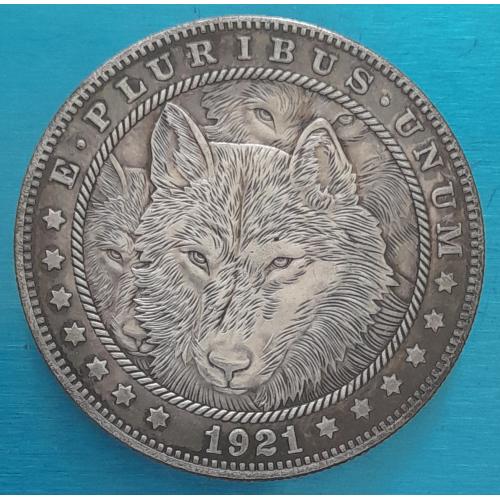 Доллар США 1921 г. "Волки" Hobo nickel 