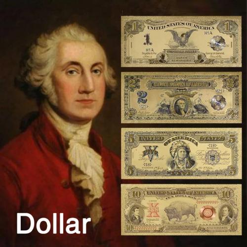 Набор золотых банкнот № 2: - ДОЛЛАРЫ США (4 шт.+сертификат).