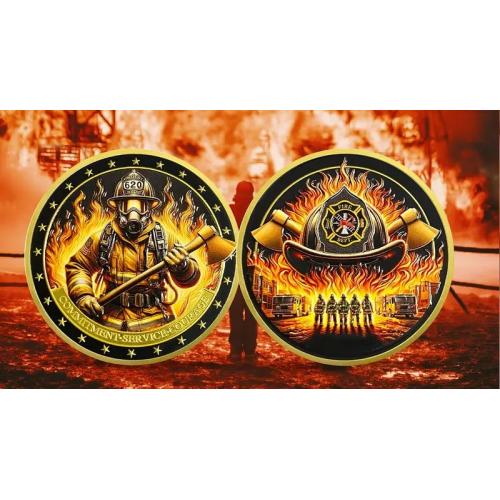 Сувенірна монета: Пожежник " Хоробрість та відданість ".