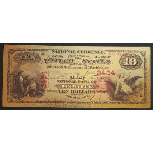 Золотая банкнота 10 долларов США