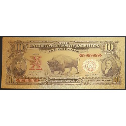 Золотая банкнота 10 долларов США