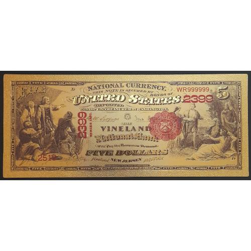 Золотая банкнота 5 долларов США