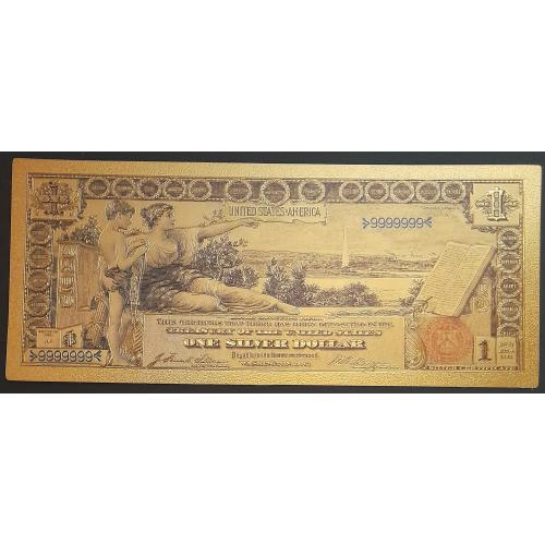 Золотая банкнота Один доллар США