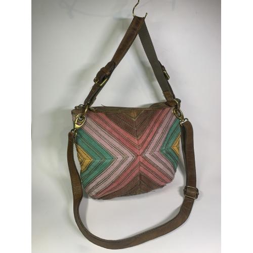 Сумка жіноча шкіряна через плече Fossil Vintage Chevron Multicolor Color-Blocked Leather Hobo Satche