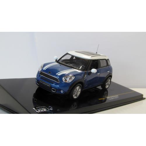 Mini Countryman Cooper S 2011, IXO Models. 1:43 коробка и бокс. Сине-белый. Мини Кантримен Купер