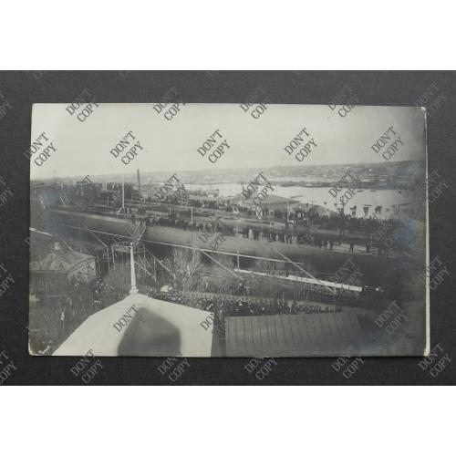 Херсон. Спуск на воду Днепра миноносца Счастливый на заводе А. Вадона. 16 марта 1914 г.
