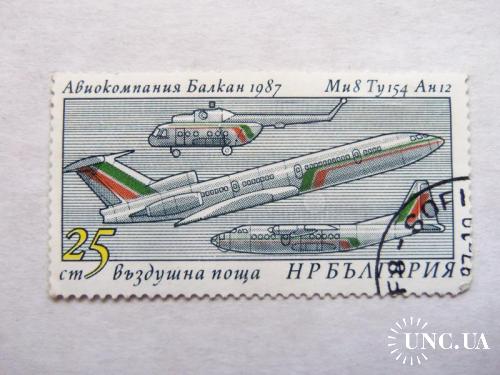 марки- с 1 гр Болгария--(А2) -авиокомпания Балкан гашеные-1987г
