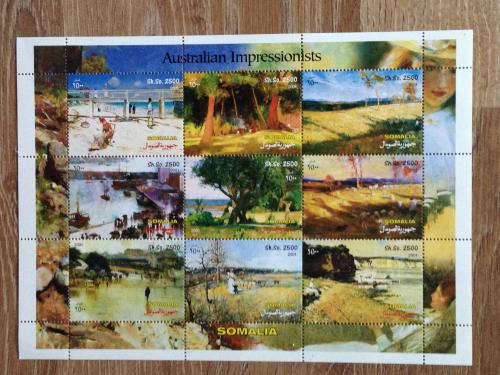 Лист марок Сомали. Австралийские импрессионисты 2001