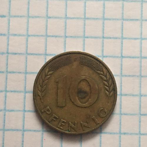Монета 10 пфенингов, Германия,  1950
