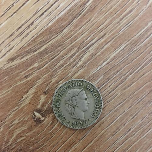 Монета 10 сантимов Швейцария 1944