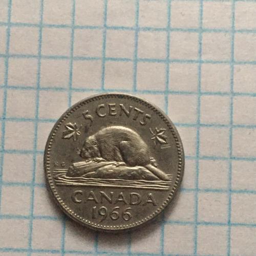 Монета 5 центов Канада 1966