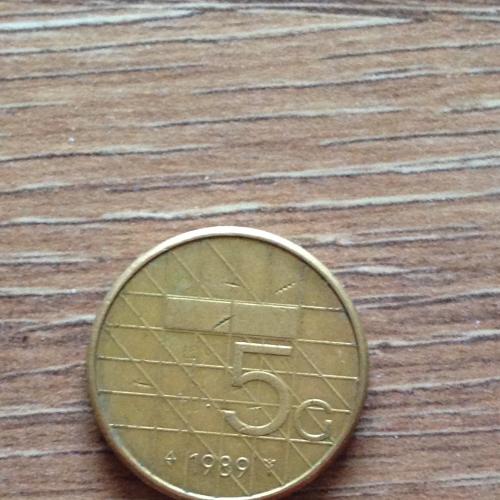 Монета 5 гульденов Нидерланды 1989