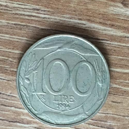 Монета Италия 100 лир 1994 год