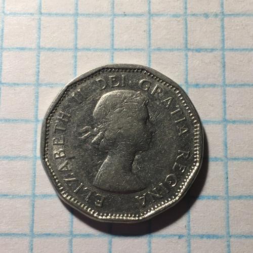 Монета Канада 5 центов, 1961