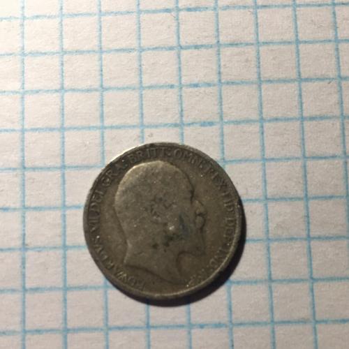 Монета Великобритания 6 пенсов 1910 г Эдуард VII серебро