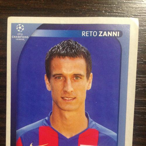 Наклейка. Reto Zanni.  Champions League 2008-2009. PANINI.