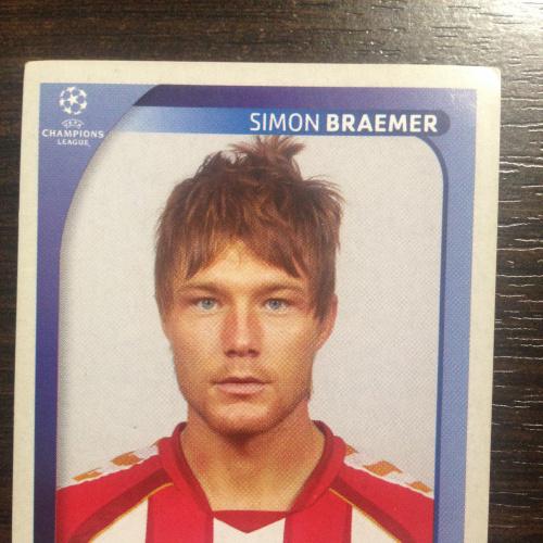 Наклейка. Simon Braemer.  Champions League 2008-2009. PANINI.