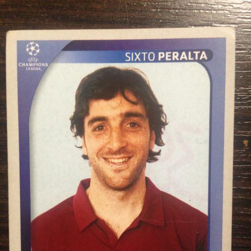 Наклейка. Sixto Peralta.  Champions League 2008-2009. PANINI.