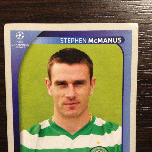 Наклейка. Stephen McManus.  Champions League 2008-2009.  PANINI.