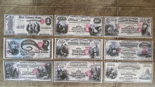 Качественные копии банкнот c В/З 1875 год. Национальный банк США. супер скидки!!!