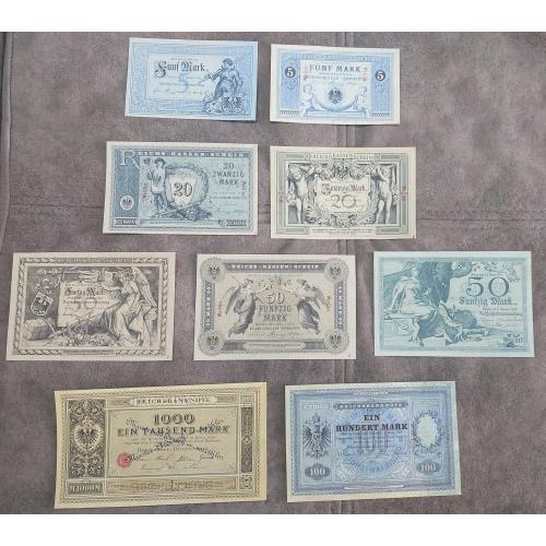 Качественные копии банкнот c В/З Германия. бумажные деньги 1874 - 1899 г. супер скидки!