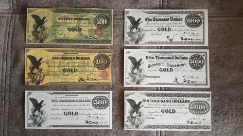 Качественные копии банкнот США c В/З Золотой доллар 1863 год. супер скидки!!!