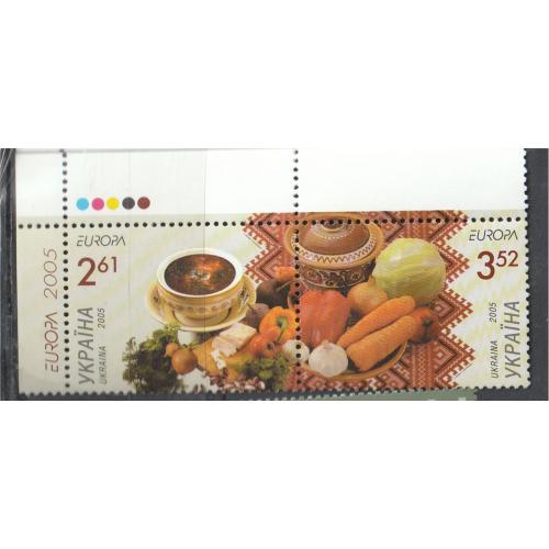 Україна**Кутова пара марок з полями. Спільний випуск Європа-2005.