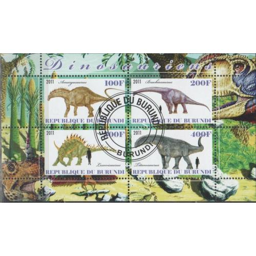Бурунди Фауна Динозавры Окаменелости Ископаемые Полная Серия Блок Сцепка