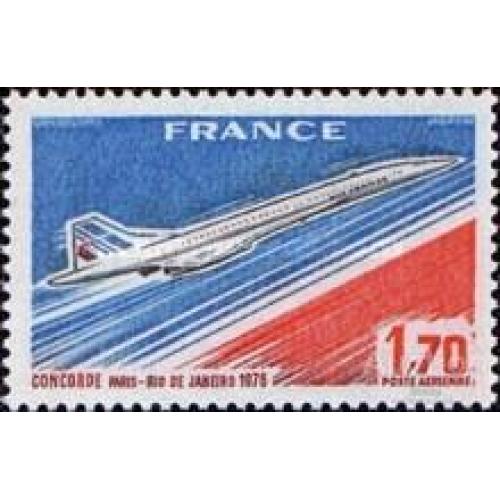 Франция 1976 MNH Транспорт Авиация Самолёты Первый коммерческий рейс "Конкорда"