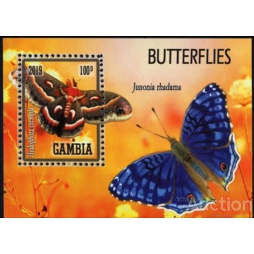 ГАМБИЯ 2019 ** Фауна Бабочки Насекомые БЛ MNH