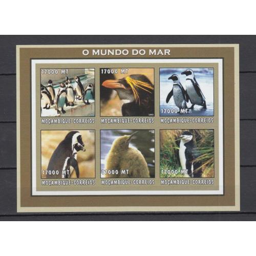 Мозамбик 2002 MNH Фауна Пернатые Птицы Пингвины б/з Блок