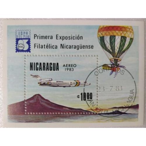Никарагуа Транспорт 1983 Авиация Дирижабли Воздушные шары Самолёты Блок