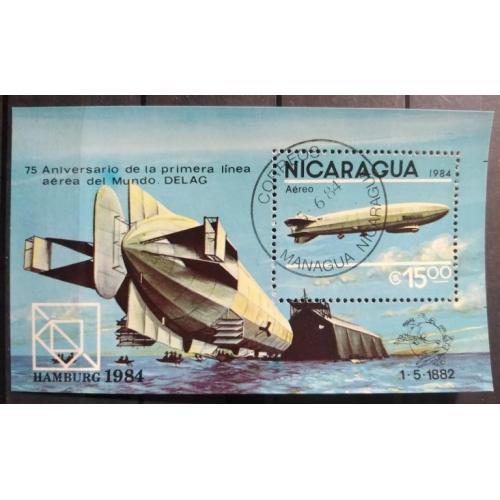 Никарагуа Транспорт 1984 Авиация Дирижабли Воздушные шары Самолёты Блок