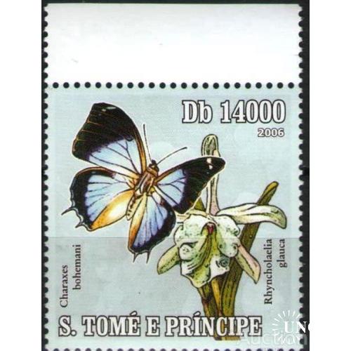 С.Томе и Принсипи 2006 ** Фауна Бабочки Насекомые Флора Цветы Орхидеи MNH