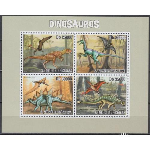 Сан-Томе и Принсипи 2010 MNH Фауна Доисторические животные Динозавры Ископаемые Блок