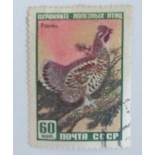   1959 Фауна СССР марка  Охраняйте полезных птиц Рябчик 