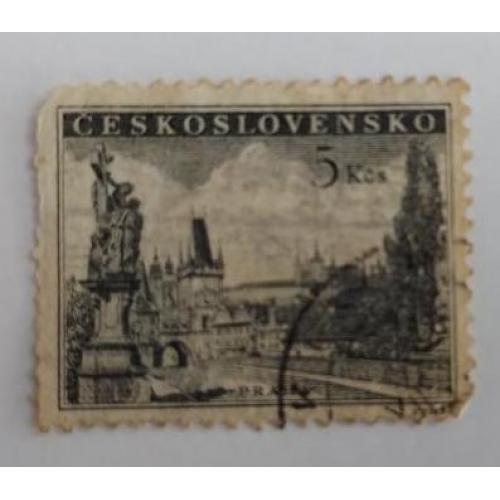 Чехословакия 1953г Прага карлов мост Czechoslovakia  5k Charles Bridge Prague Castle