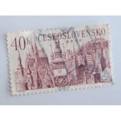 Чехословакия 1967 марка архитектура город ратуша 40h