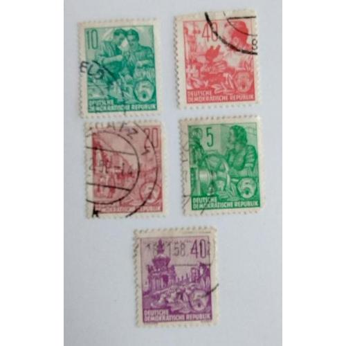 ГДР 1953 серия марок рабочие 5шт Germany-East (DDR): 1953 Workers