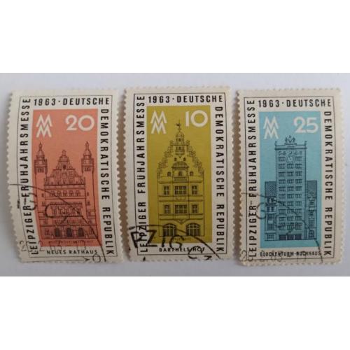 ГДР 1963г Лейпциг Весеняя выставка DDR 1963 - Leipzig Spring серия 3 марки 