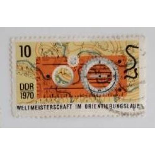 ГДР Германия  1970 год.марка  компас ориентирование 