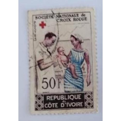 Кот Ди Вуар 1964 красный Крест Côte D'Ivoire Croix Rouge Nationale 1964.